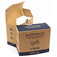 Los mejores  - Bastoncillos de Oídos de Bambú y Algodón Orgánico e-koala| Pack de 200 | Bastoncillos 100% biodegradables